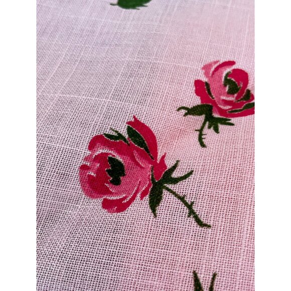 Vintage 1950s set of 4 Pink Linen Rose Print Napkins Unused - Picture 3 of 11